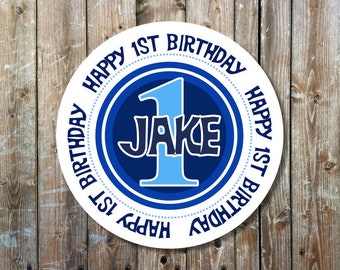 1st birthday stickers - blue first birthday stickers - custom birthday labels - personalized birthday stickers