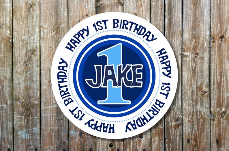 1st birthday stickers blue first birthday stickers custom birthday labels personalized birthday stickers image 1