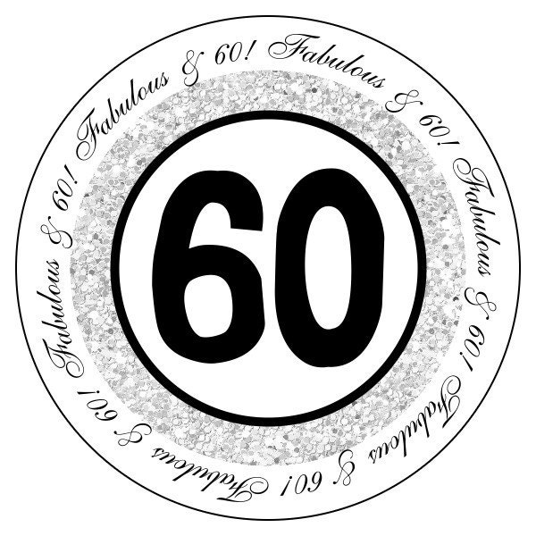 60. Geburtstag Tortenaufleger ‚60 Sah Noch Nie So Gut Aus‘ – Doppelseitig Silber Glitzer, Inkl. Acrylstab