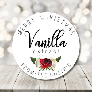vanilla extract stickers - homemade christmas stickers - floral gift stickers - holiday vanilla sticker labels - flower kitchen stickers