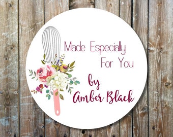 made for you stickers - floral gift stickers - from the kitchen of labels - watercolor floral stickers - kitchen whisk labels