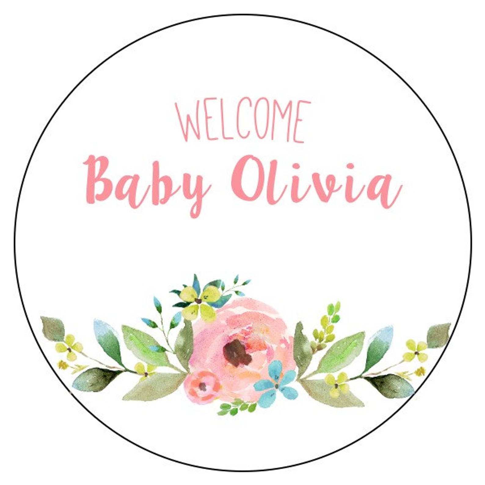 Floral Baby Shower Stickers Watercolor Flower Baby Shower Etsy