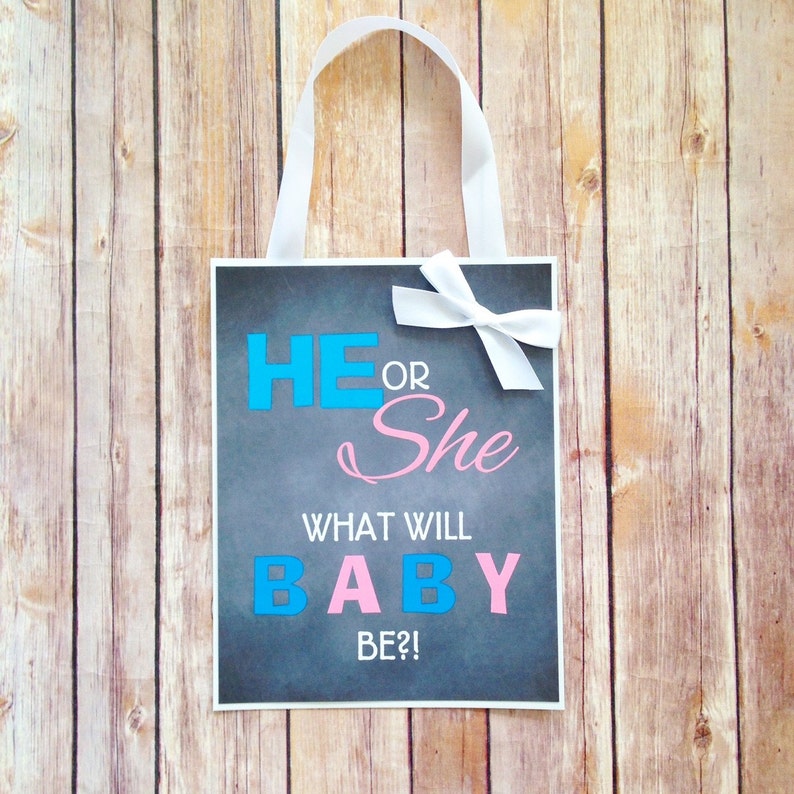 Personalized Pink And Blue Gender Reveal Sign Custom He Or She Gender Reveal Party Sign Gender Reveal Door Sign Party Supplies Paper Party Supplies Shantived Com