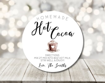 warme chocolademelkstickers - zelfgemaakte warme chocolademelkstickers - cadeaustickers - cacaostickers - zelfgemaakte cacaobomstickerlabels