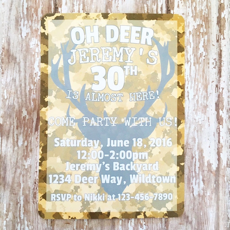 printed birthday invitation camouflage party invite 12 deer birthday invitations with envelopes 30th birthday hunting birthday invites