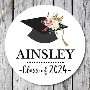 graduation stickers - custom floral graduation stickers - flower graduation stickers - class of 2024 stickers - personalized stickers
