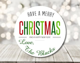 merry christmas stickers - holiday stickers - happy new year stickers - custom christmas labels