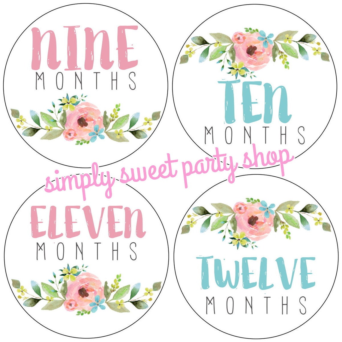 Floral Baby Month Milestone Stickers Flower Month Stickers Etsy