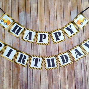 estandarte de cumpleaños de construcción - estandarte de cumpleaños camión volquete - estandarte de la fiesta de construcción - negro amarillo cumpleaños banner boy
