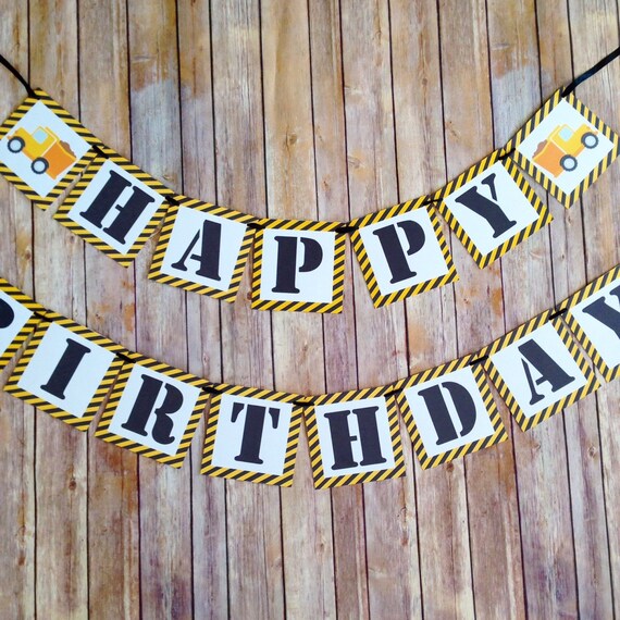 Construction Birthday Banner Dump Truck Birthday Banner Etsy