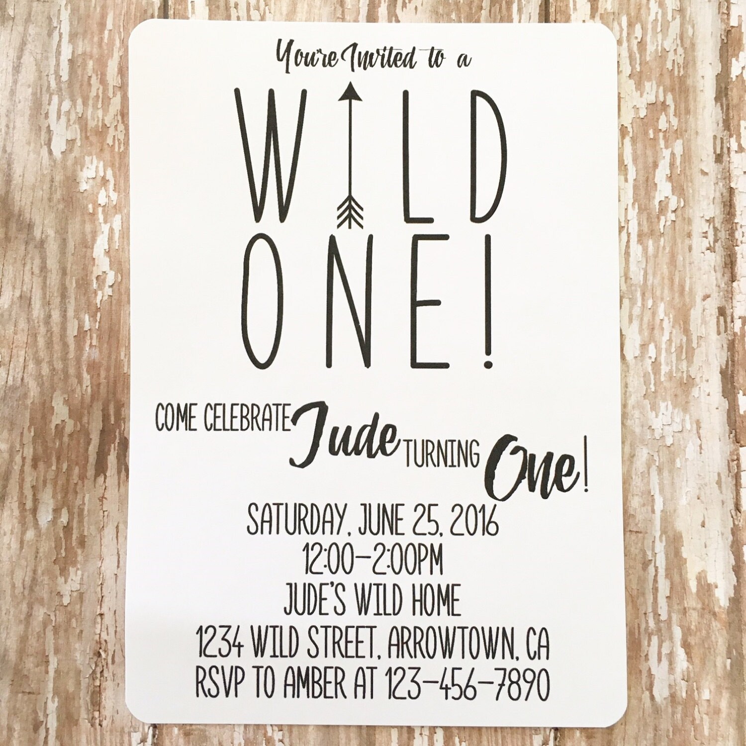 Wild One Invitations Digital First Birthday Invite Arrow Etsy