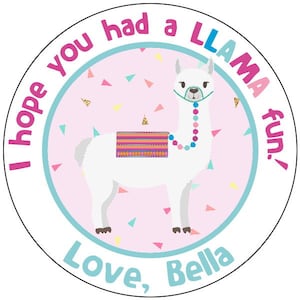 llama party stickers - llama birthday stickers - party animal labels - girl llama birthday party stickers - personalized party stickers