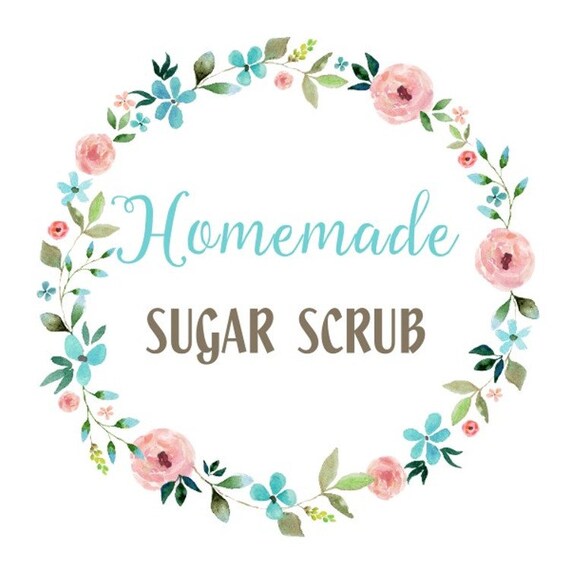 Printable sugar scrub labels floral wreath sugar scrub tags | Etsy