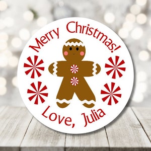 gingerbread christmas stickers - merry christmas stickers - personalized holiday labels
