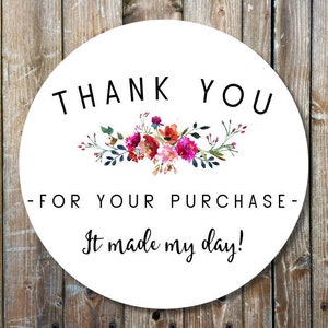 thank you business stickers - floral business labels - watercolor floral thank you stickers - personalized small business labels