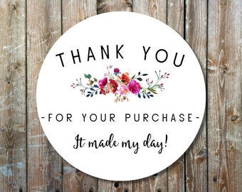 thank you business stickers - floral business labels - watercolor floral thank you stickers - personalized small business labels