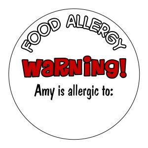 adesivos de aviso de alergia alimentar - rótulos de alergia - adesivos de alergia escolar - adesivos de aviso de alergia alimentar personalizados