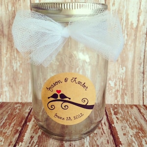 adesivi per matrimoni - etichette per matrimoni con uccelli d'amore - adesivi per matrimoni personalizzati - adesivi per matrimoni kraft
