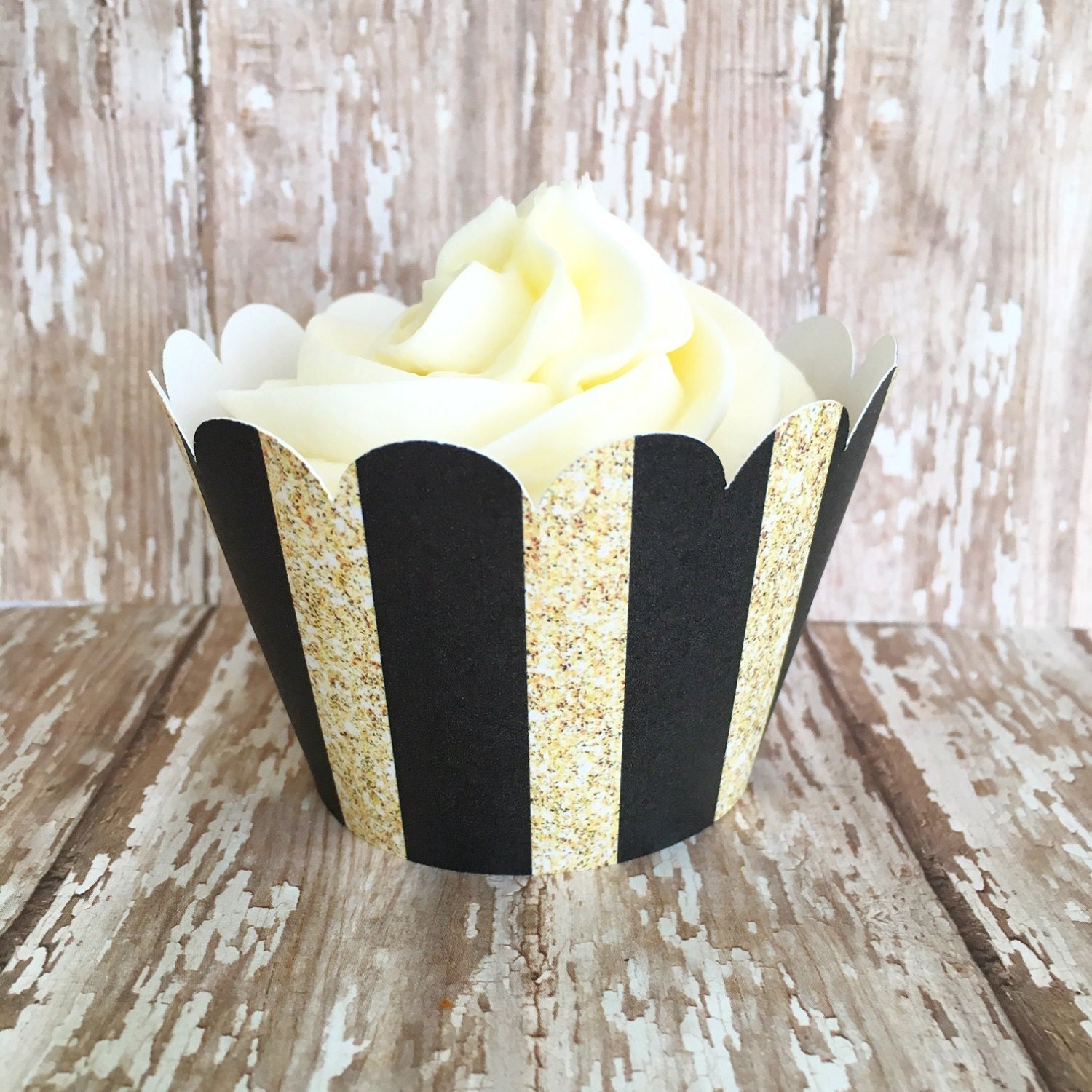 Gold and black stripe cupcake wrappers gold striped cupcake Etsy