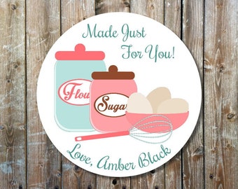 baking gift stickers - custom gift labels - homemade gift labels - kitchen stickers - made just for you labels