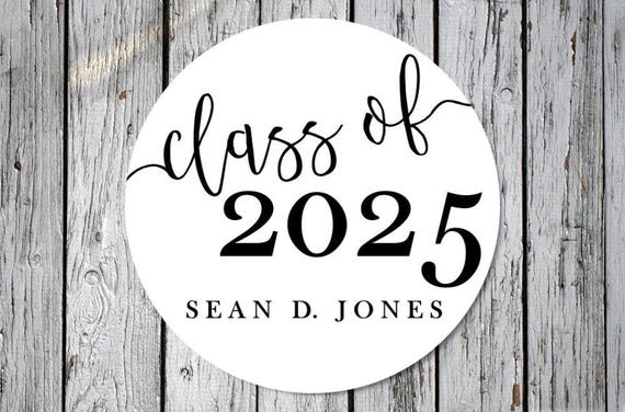 graduation stickers - custom classic graduation stickers - black and white graduation stickers - class of 2025 stickers - personalized grad