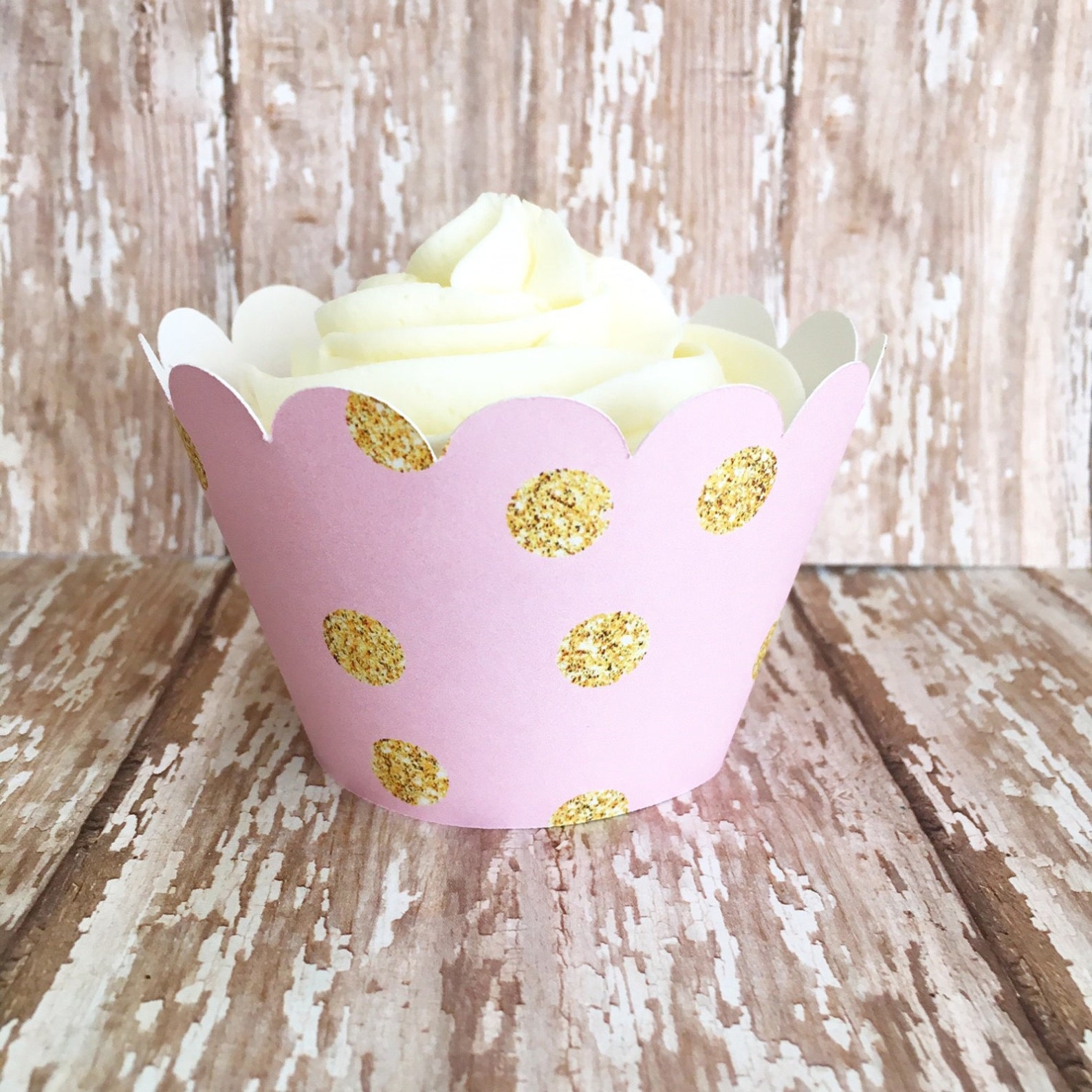 Pink and Gold Polka Dot Cupcake Wrappers Gold and Pink Etsy