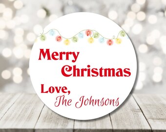 christmas lights stickers - merry christmas labels - christmas light labels - custom holiday stickers