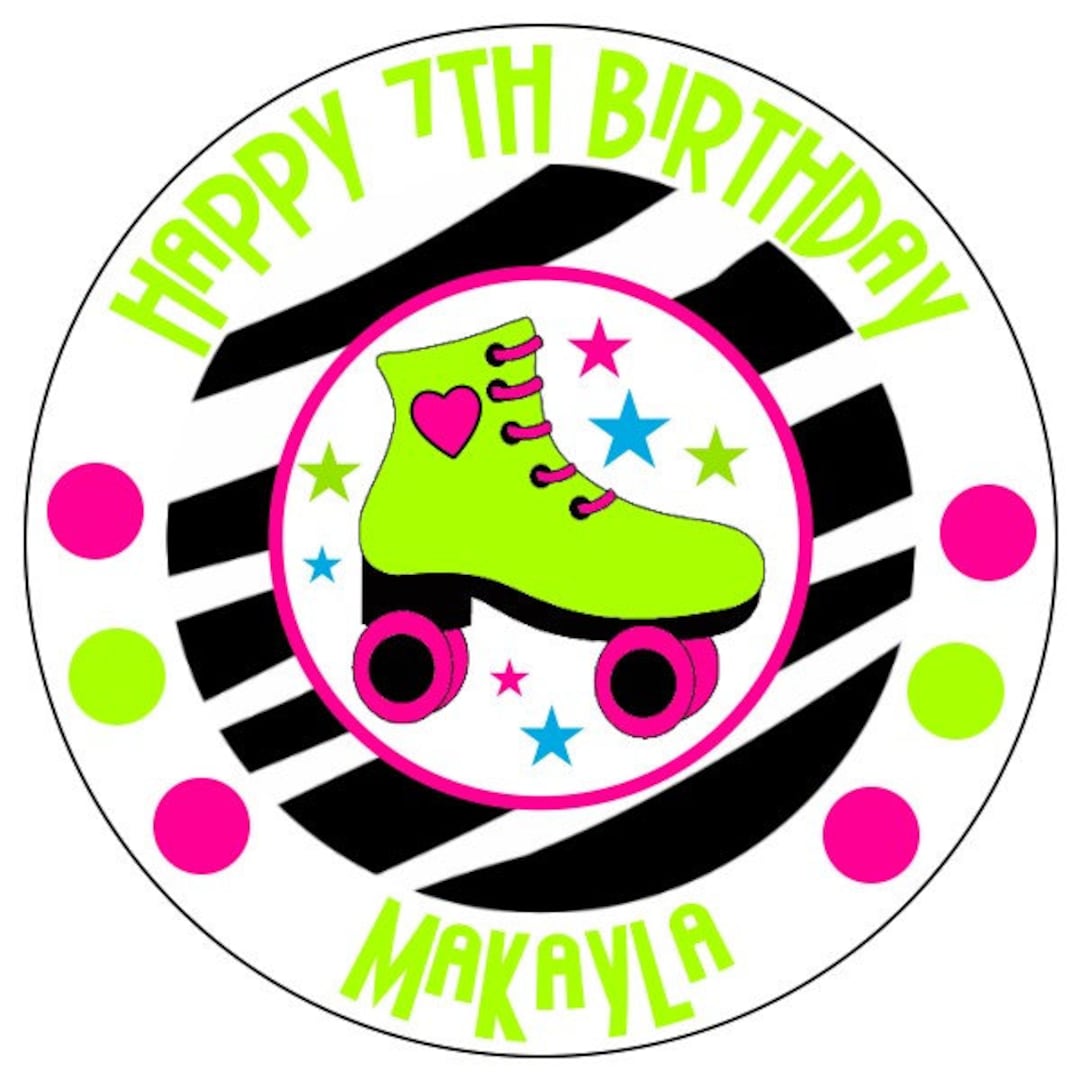 Skate Party Stickers Neon Star Roller Skate Party Labels Custom Roller Skate Stickers Skate