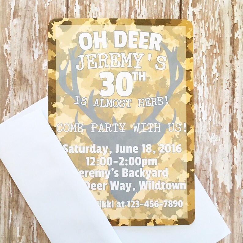 printed birthday invitation camouflage party invite 12 deer birthday invitations with envelopes 30th birthday hunting birthday invites