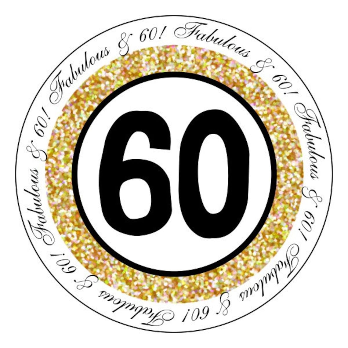 60. Geburtstag Aufkleber gold und schwarz Party-Aufkleber - Etsy.de