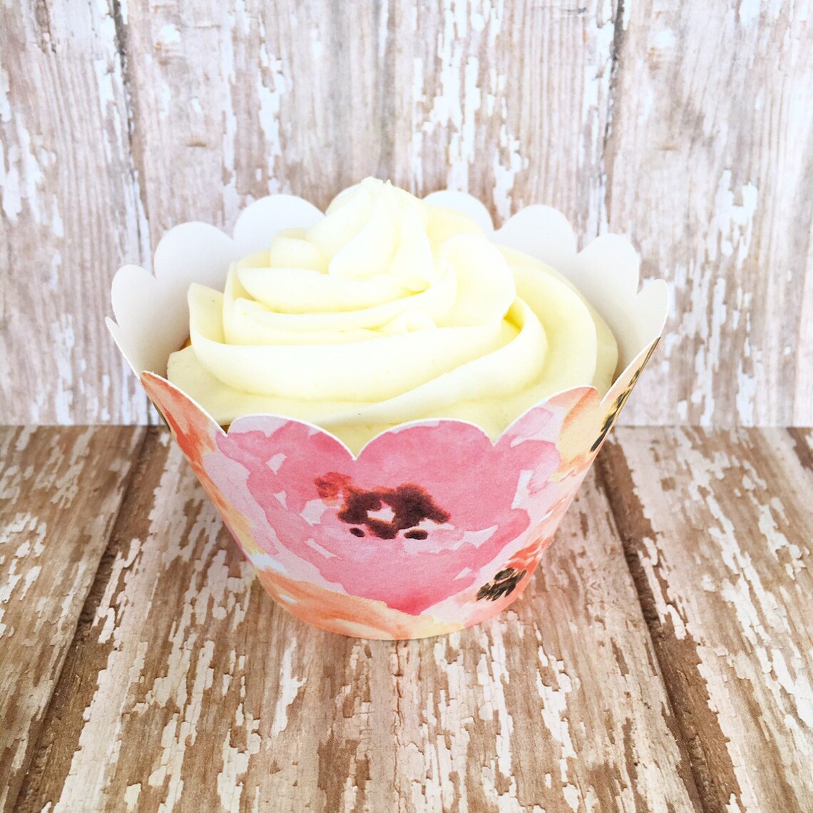 Watercolor cupcake wrappers pink watercolor flower cupcake Etsy