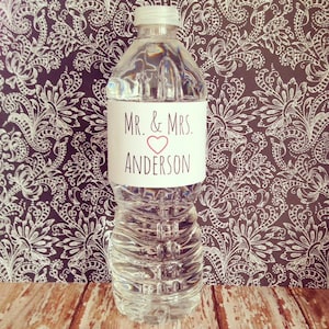 100 wedding water bottle stickers, mr. and mrs. stickers, custom wedding stickers, personalized wedding water bottle stickers