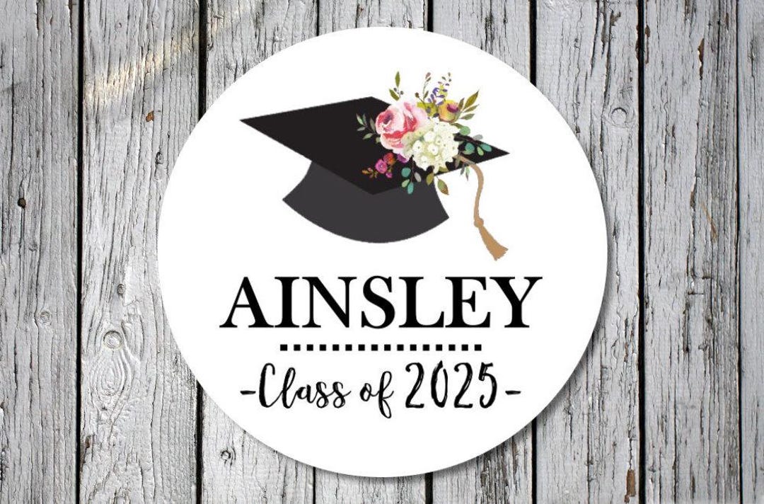 Graduation Stickers - Custom Floral Graduation Stickers - Flower ...