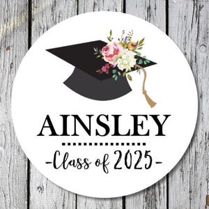 Graduation Stickers - Custom Floral Graduation Stickers - Flower ...