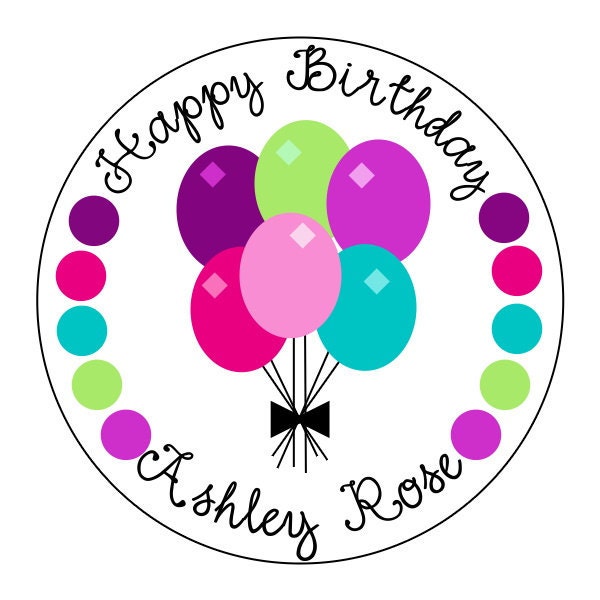 balloon party stickers - birthday balloon stickers - rainbow balloon stickers - balloon party labels - custom balloon stickers