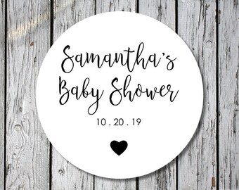 baby shower stickers, personalized baby shower stickers - custom black and white baby shower labels