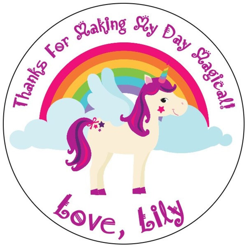Unicorn party labels unicorn birthday stickers rainbow Etsy