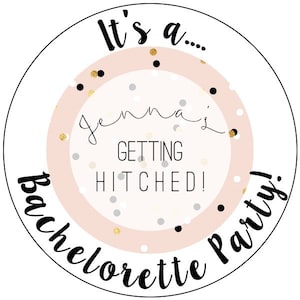 bachelorette party stickers - gold and pink bachelorette stickers - custom bachelorette labels