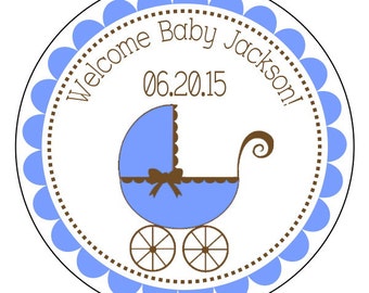 baby shower stickers - baby boy labels - baby shower labels - custom baby shower stickers - blue baby labels
