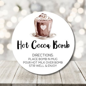 hot cocoa bomb stickers - homemade hot cocoa stickers - gift stickers - homemade cocoa bomb sticker labels