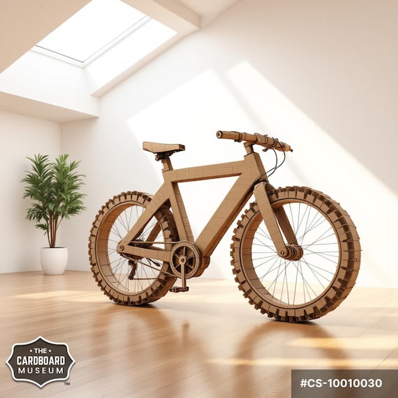 Handcrafted Cardboard Bicycle Sculpture: Unique Display Art