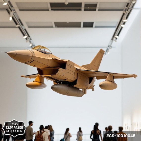 Handcrafted Cardboard Fighter Jet Sculpture: Unique Display Art