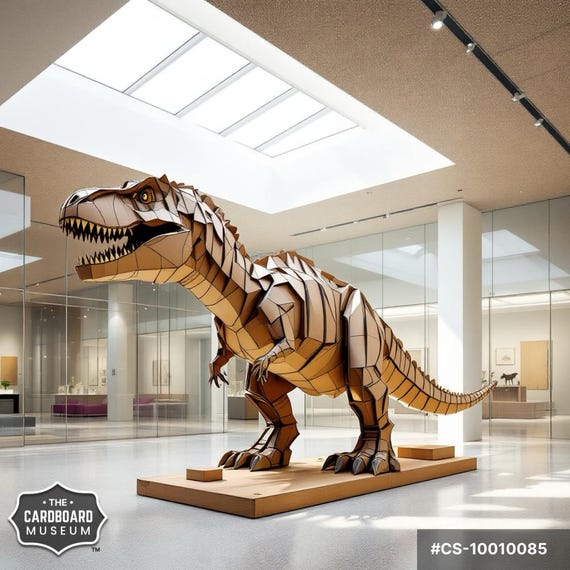 Cardboard T-Rex Dinosaur Sculpture | Tyrannosaurus Rex | Handcrafted cardboard art piece | Large Cardboard Sculpture