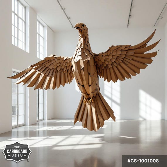 Handcrafted Cardboard Phoenix Bird Sculpture: Unique Art Piece