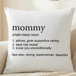 Personalized Throw Pillow for Mom, Mommy Definition Cushion Cover, Mother's Day Gift for New Mama, Custom Dictionary Pillow Case for Her,