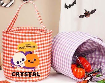 Bolsa de dulces de Halloween personalizada con nombre, cesta de dulces, bolsa de dulces, cesta de dulces de Halloween, regalos de Halloween, regalos de Halloween