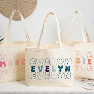 Custom Colorful Name Tote Bag,Personalized Tote Bag,School Bag For Kids,Gift For friend,Kindergarten Preschool Tote,Custom Womens Tote Bag,