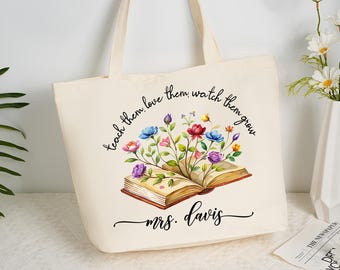 Borsa tote personalizzata per insegnanti: nome personalizzato, regalo di ringraziamento