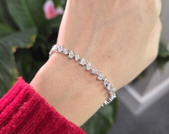 Pulsera de diamantes cultivados en laboratorio: joyería multiforma de oro blanco de 14 quilates