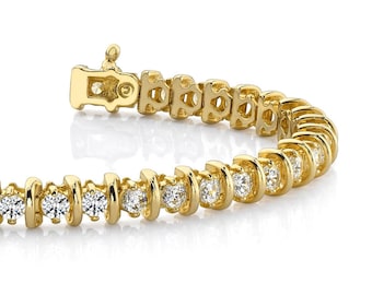 11 Ct Lab-Grown Diamond Tennis Bracelet – 14K Gold Elegant Round Cut